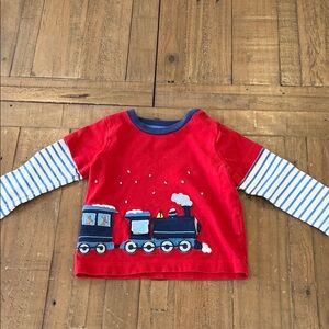 Baby Boden holiday train lift flap long sleeve tee 3-6 months